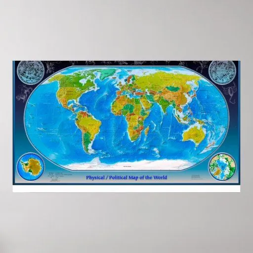 Mapa del mundo físico y político impresiones de Zazzle. Mapa del mundo físico y político impresiones de Zazzle.