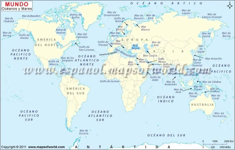 Mapa de Mundo Marino | Oceanos del Mundo