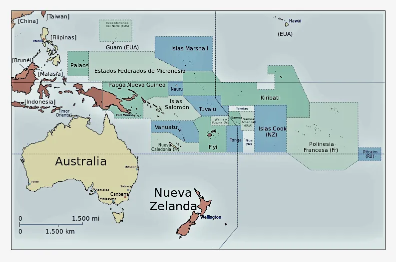 ▷【Mapa de Oceanía】