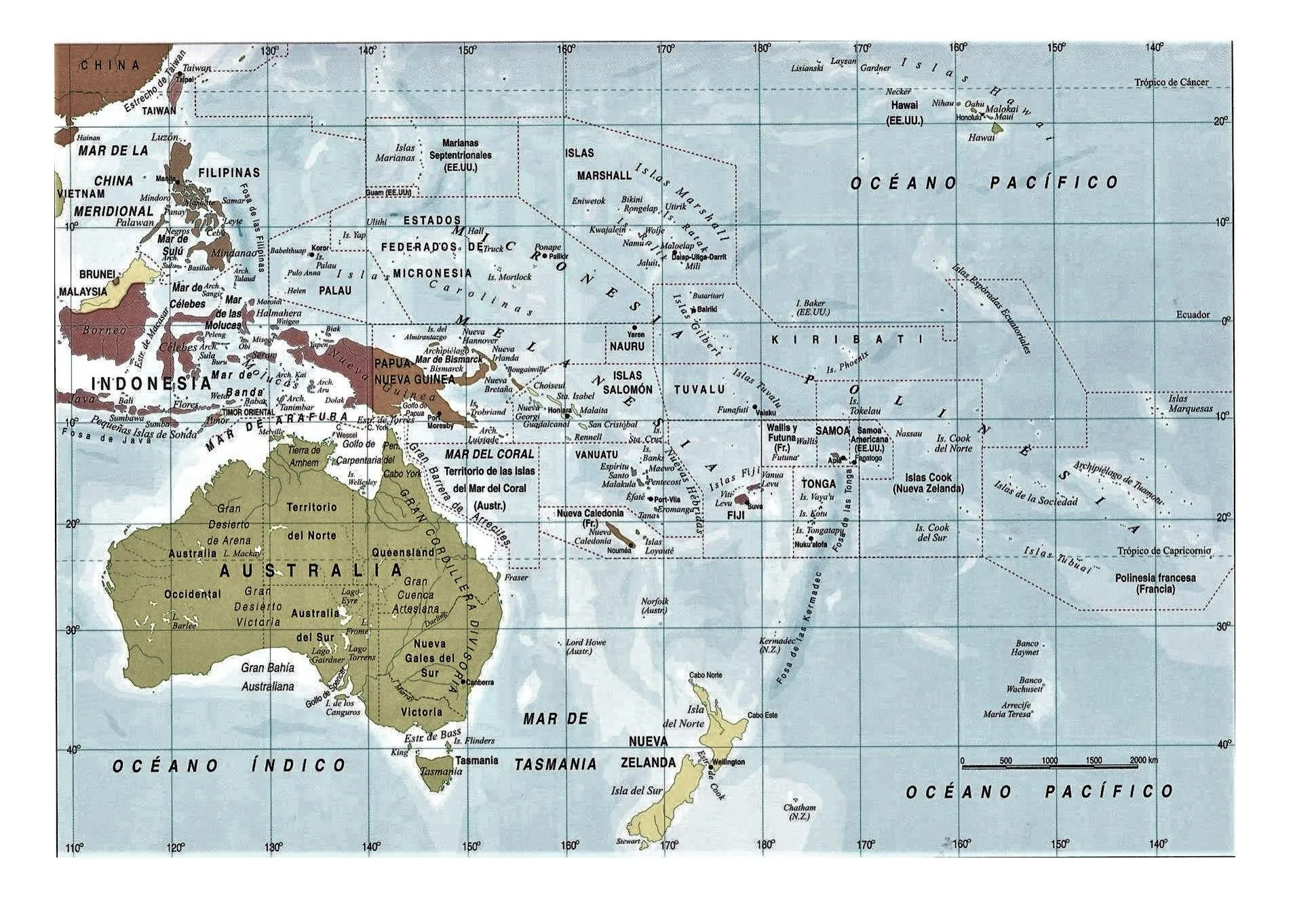 ▷【Mapa de Oceanía】