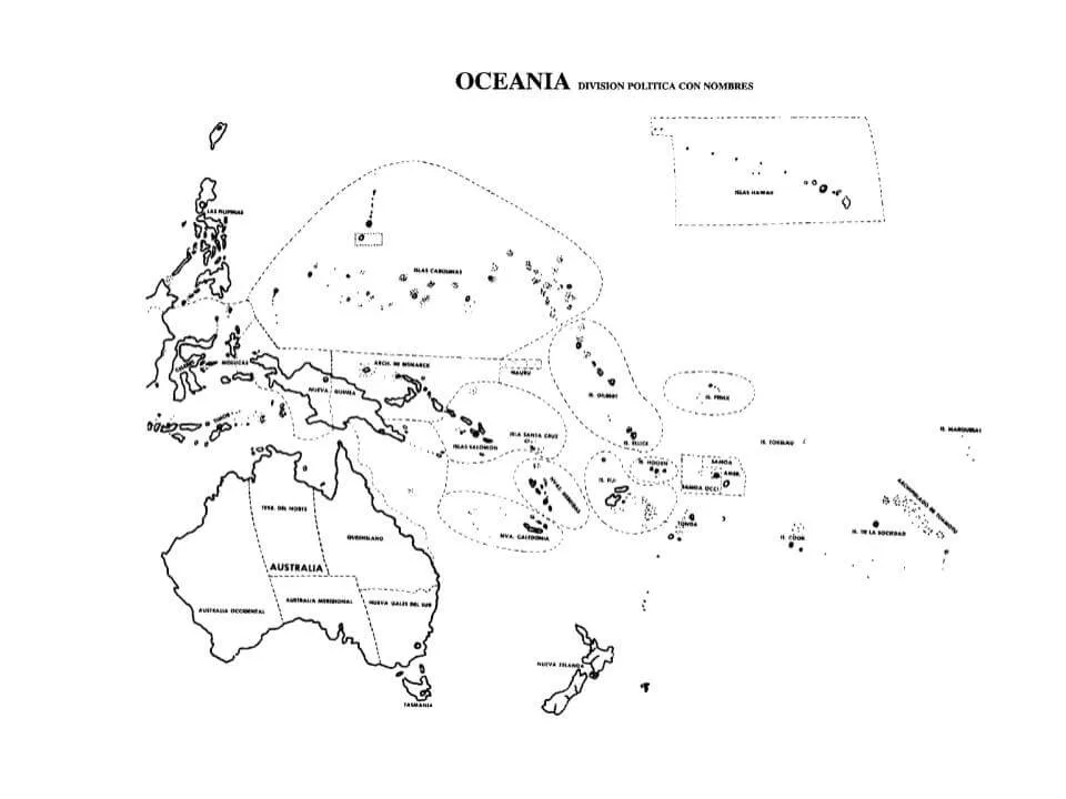 Mapa de Oceanía con nombres - Descarga e Imprime Mapa de Oceanía con nombres - Descarga e Imprime