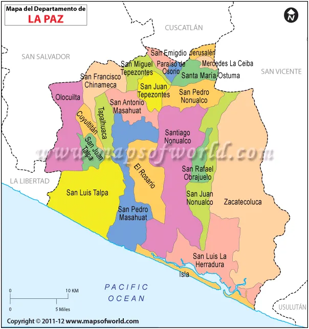 Mapa de La Paz , Departmento de La Paz El Salvador Mapa de La Paz , Departmento de La Paz El Salvador