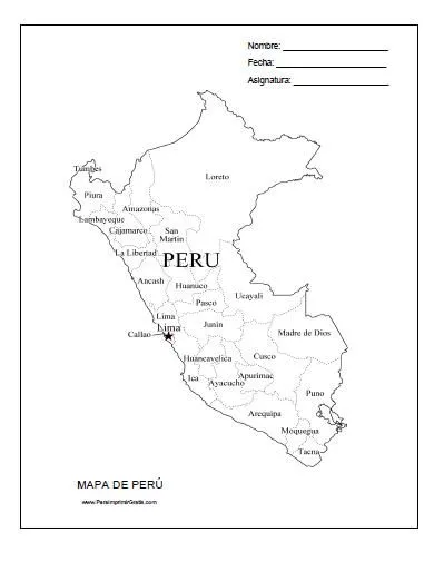 Mapa de Perú - Para Imprimir Gratis - ParaImprimirGratis.
