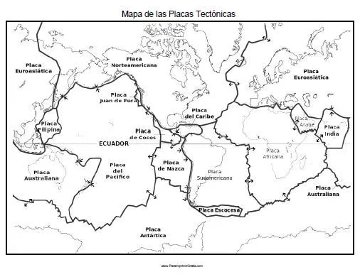 Mapa de las Placas Tectónicas - Para Imprimir Gratis ...