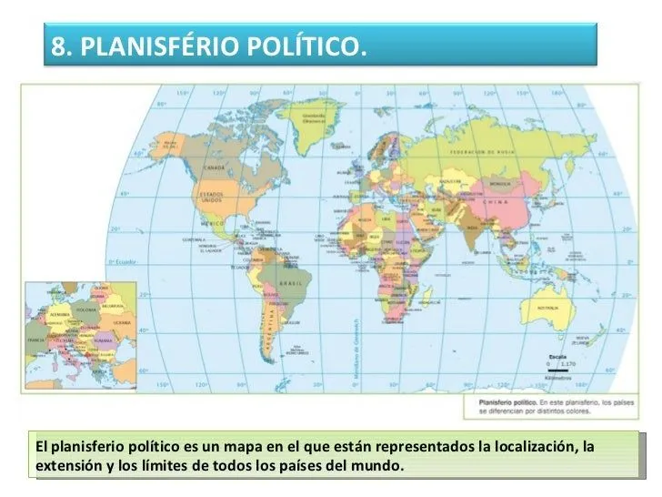 Mapa planisferio con lineas imaginarias continentes y oceanos - Imagui