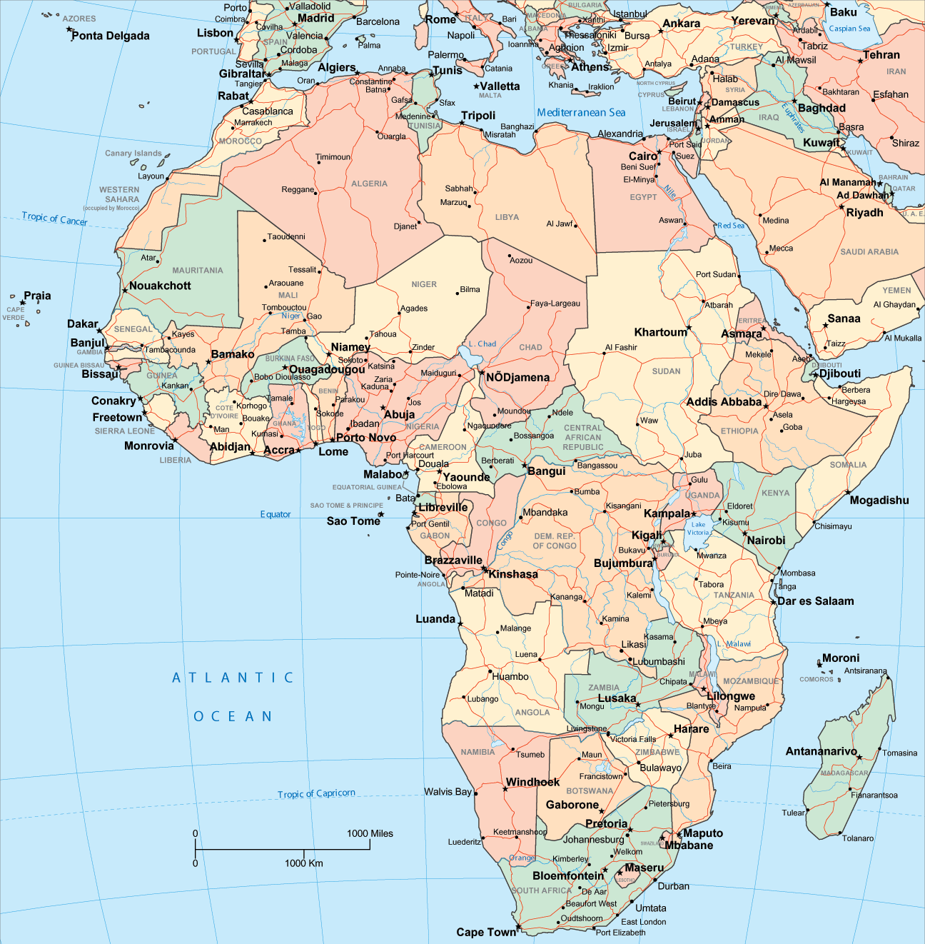 Mapa Politico de África - Tamaño completo