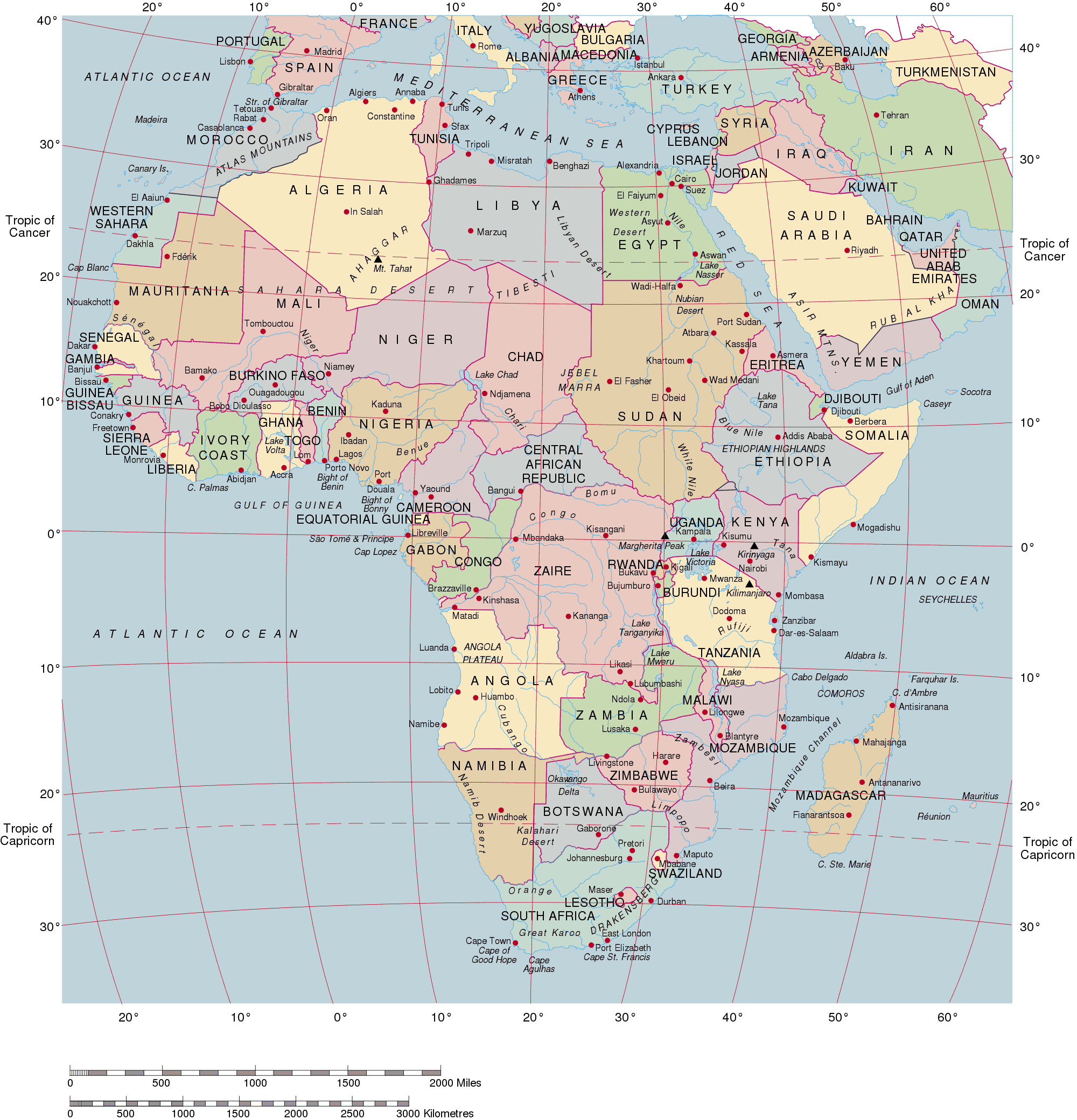 Mapa Politico de África - Tamaño completo