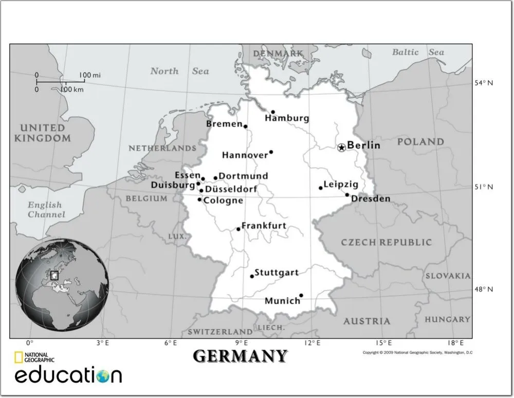 Mapa físico y político de Alemania Mapa de ciudades y ríos de ... Mapa físico y político de Alemania Mapa de ciudades y ríos de ...