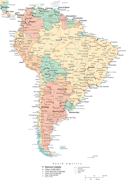 Mapa Político de América del Sur - América del Sur