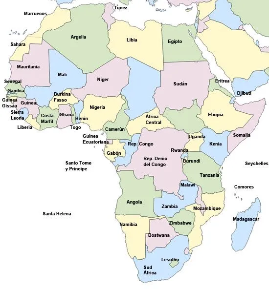 Mapa Politico De Africa En Español | mapa del continente africano Mapa Politico De Africa En Español | mapa del continente africano