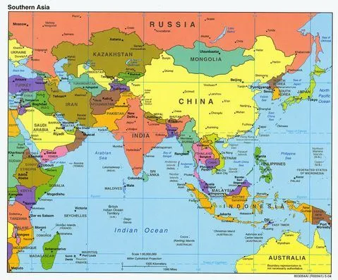 Mapa Politico de Asia del Sur 2004