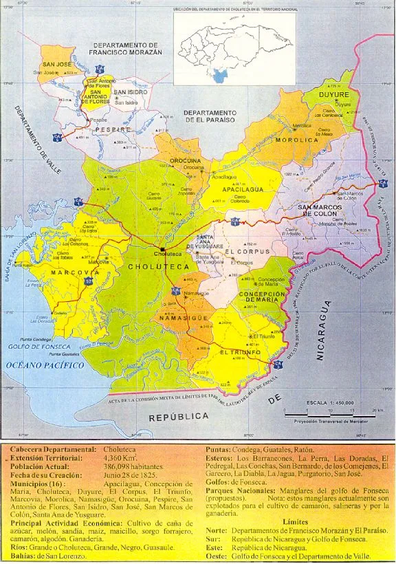 Mapa Politico, Departamento de Choluteca, Honduras Mapa Politico, Departamento de Choluteca, Honduras