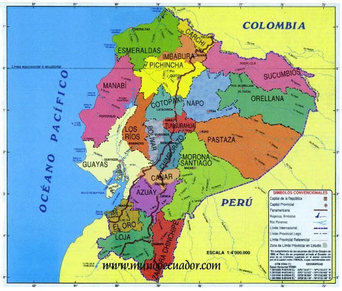 Mapa político de Ecuador
