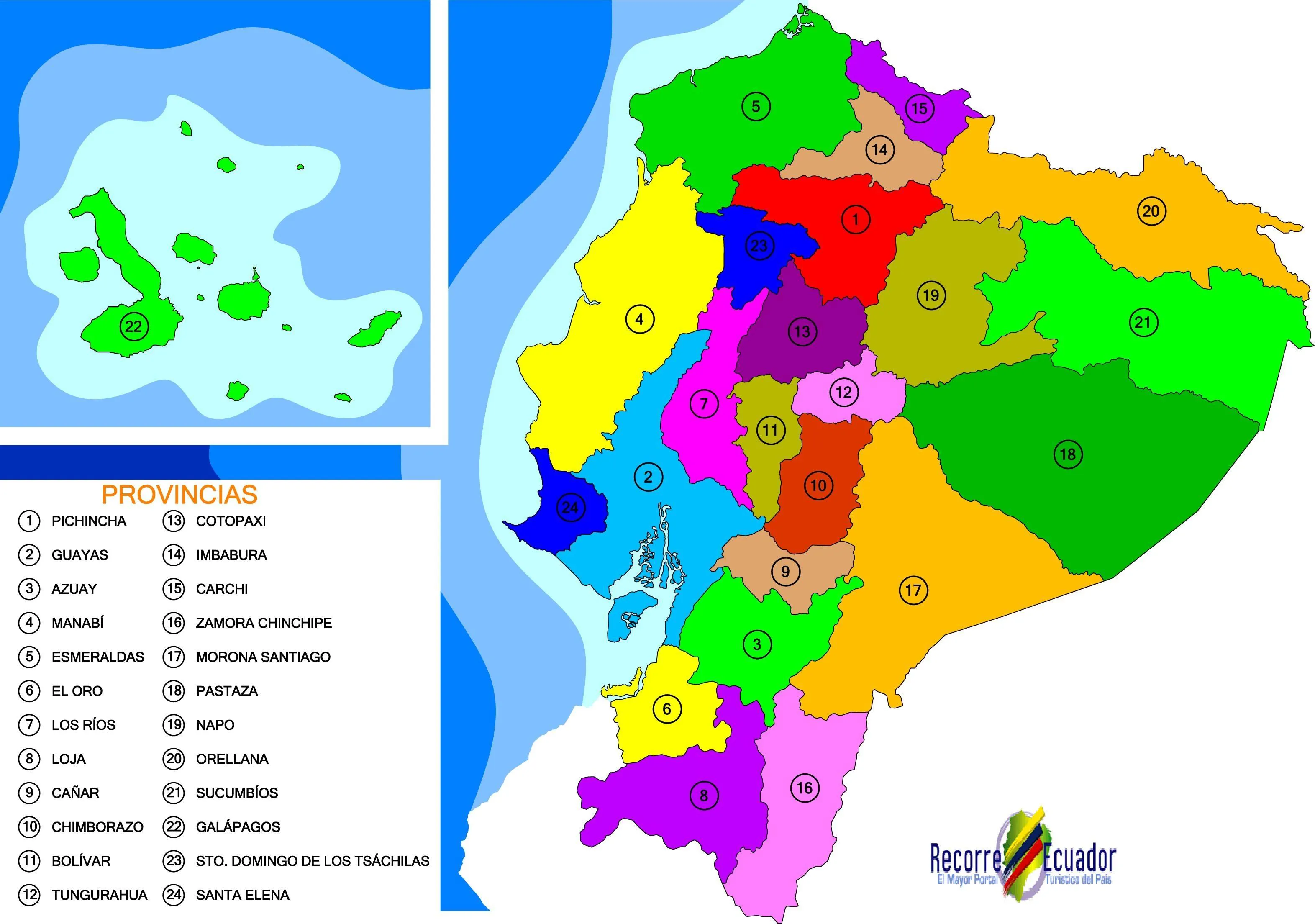Mapa político del Ecuador - Tamaño completo