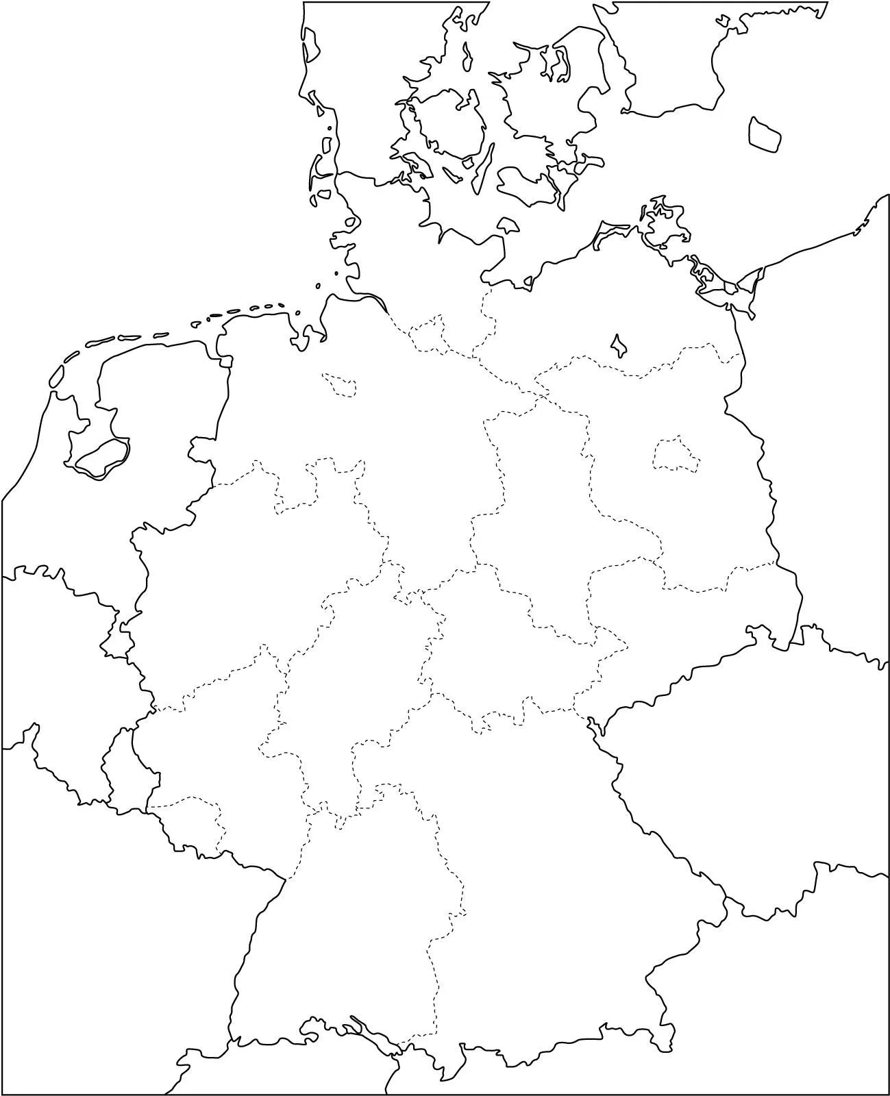 Mapa político mudo de Alemania para imprimir Mapa de estados ... Mapa político mudo de Alemania para imprimir Mapa de estados ...