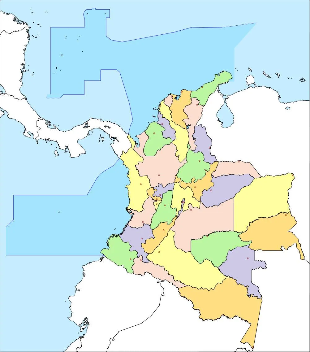 Mapa político mudo de Colombia 2008 - Tamaño completo Mapa político mudo de Colombia 2008 - Tamaño completo