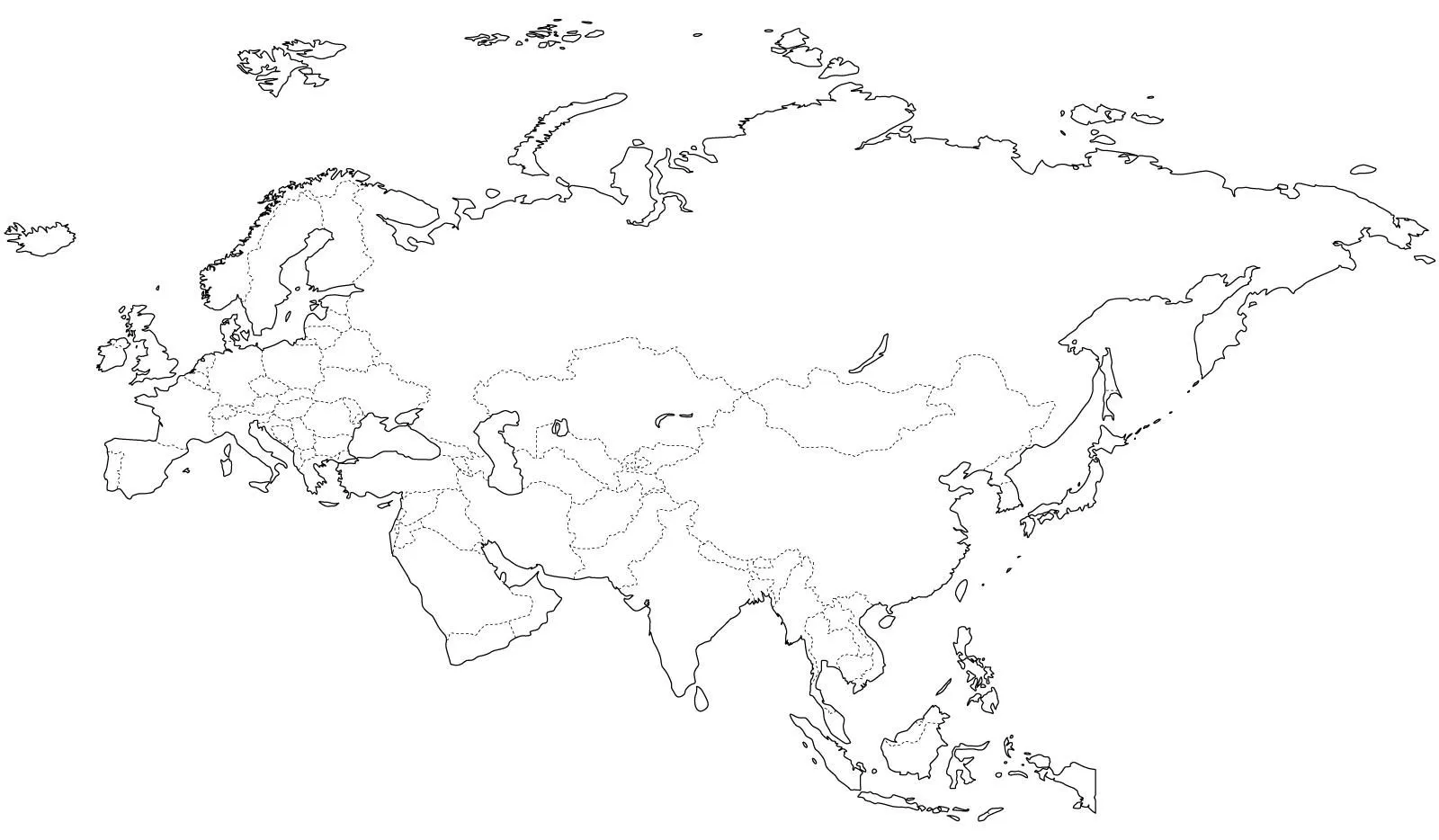 Mapa político mudo de Eurasia para imprimir Mapa de países de ...