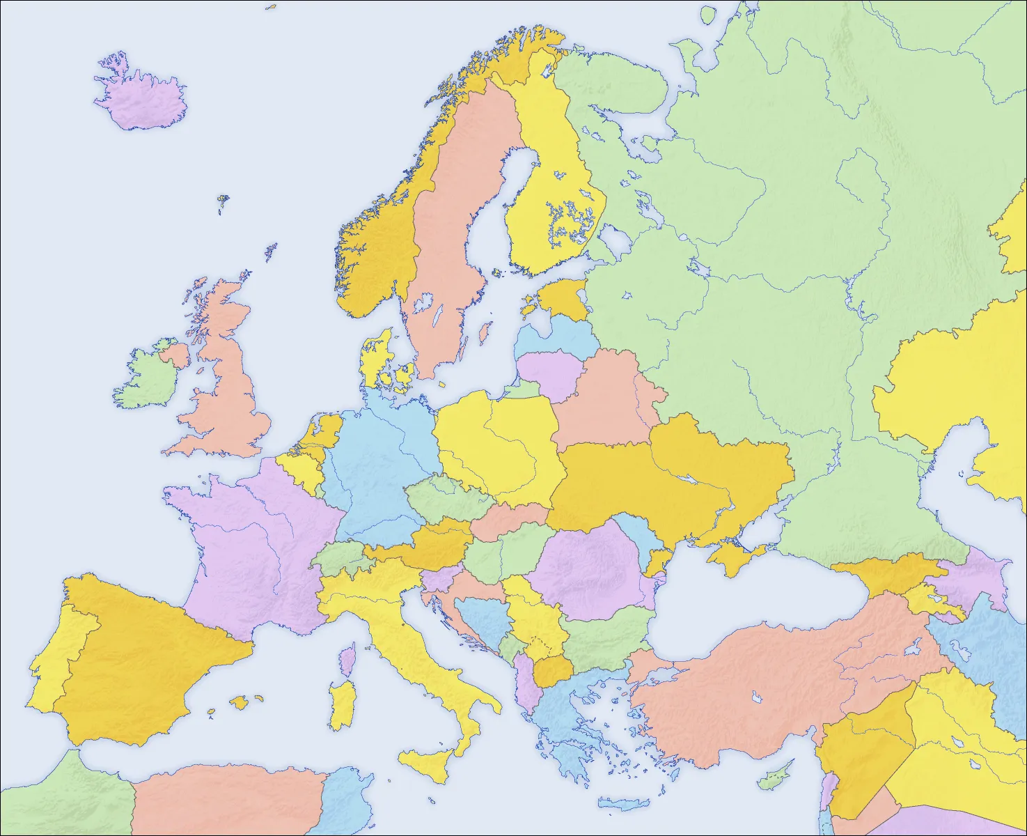 Mapa político mudo de Europa - Tamaño completo Mapa político mudo de Europa - Tamaño completo