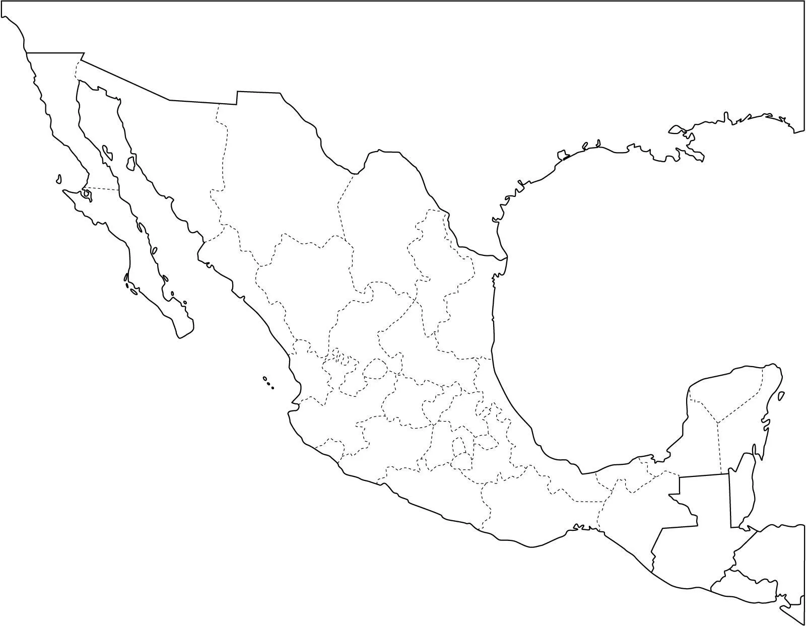 Mapa político mudo de México para imprimir Mapa de estados de ...