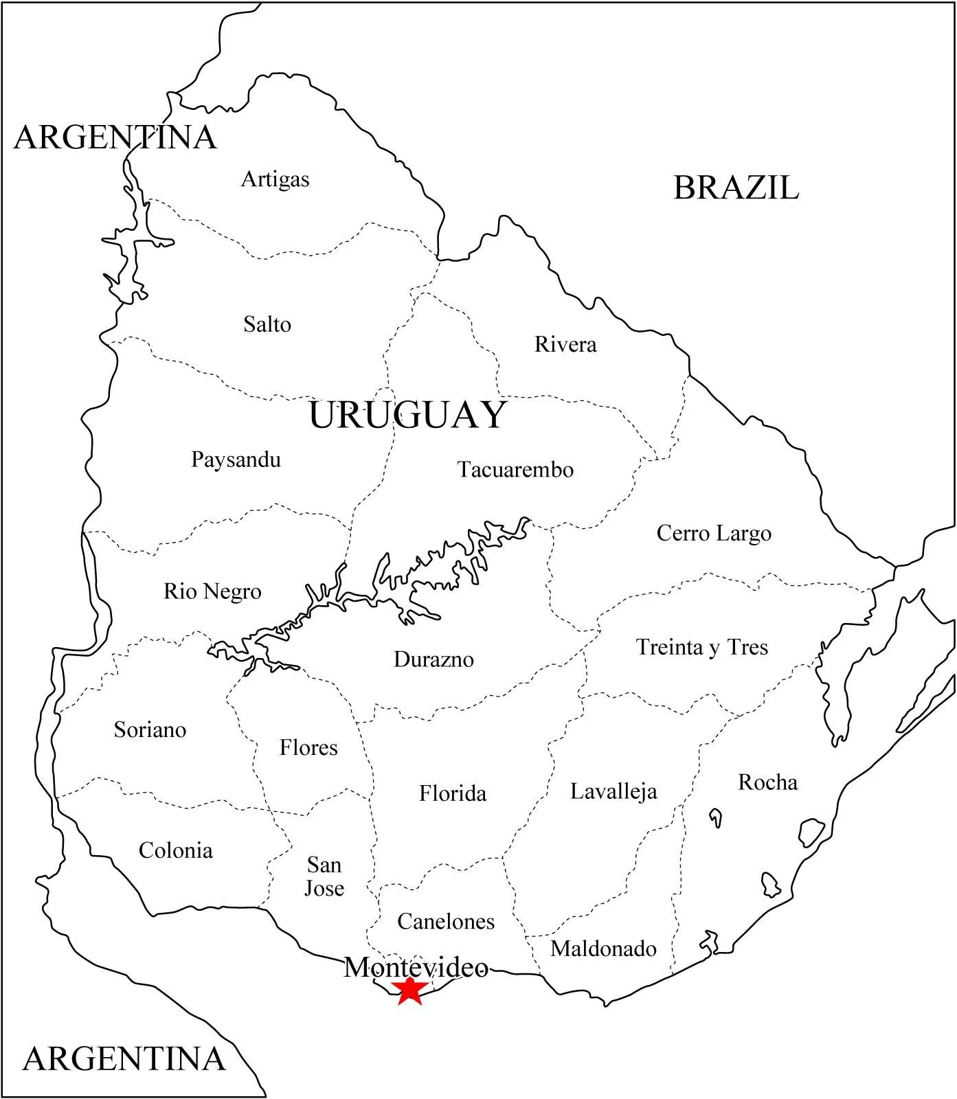 Mapa político mudo de Uruguay para imprimir Mapa de departamentos ... Mapa político mudo de Uruguay para imprimir Mapa de departamentos ...