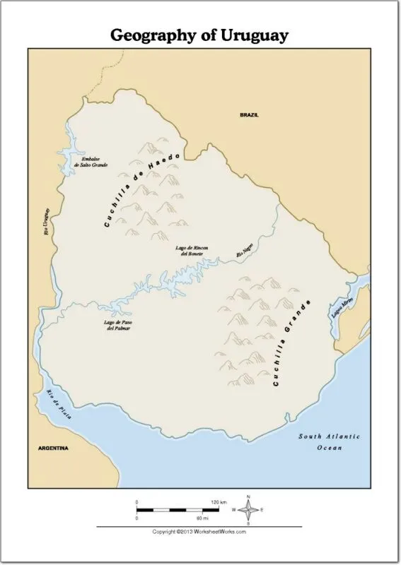 Mapa político mudo de Uruguay para imprimir Mapa de departamentos ...