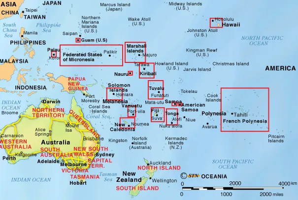 Mapa político Oceanía