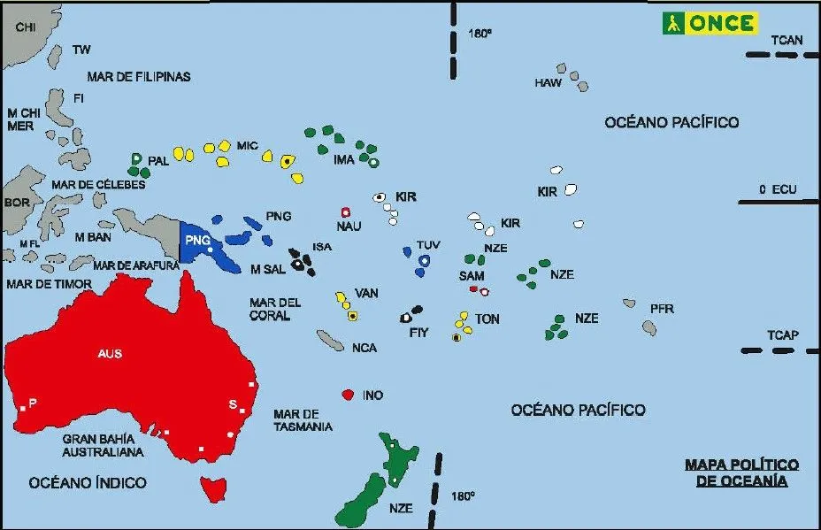 Mapa Político de Oceanía: Países y Capitales Mapa Político de Oceanía: Países y Capitales