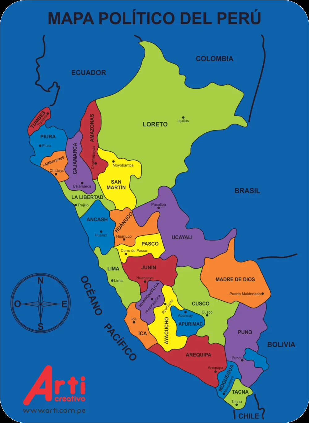 Mapa Político del Perú - Arti Creativo
