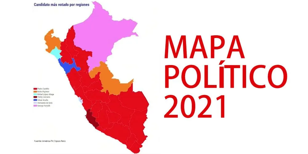 MAPA POLÍTICO DEL PERÚ: Así votaron las regiones del país MAPA POLÍTICO DEL PERÚ: Así votaron las regiones del país