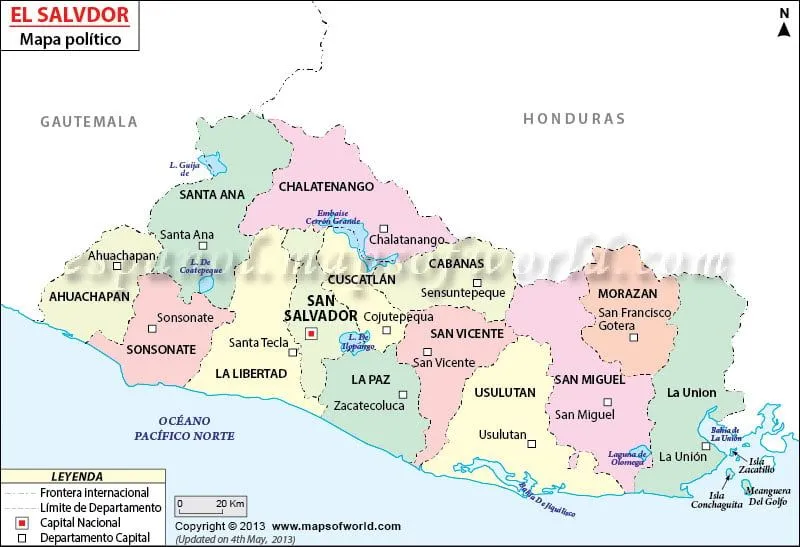 Mapa Politico de El Salvador | El Salvador Mapa Politico