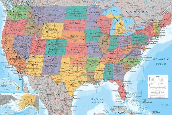 Mapa político de los Estados Unidos pósters / láminas - Compra en ... Mapa político de los Estados Unidos pósters / láminas - Compra en ...