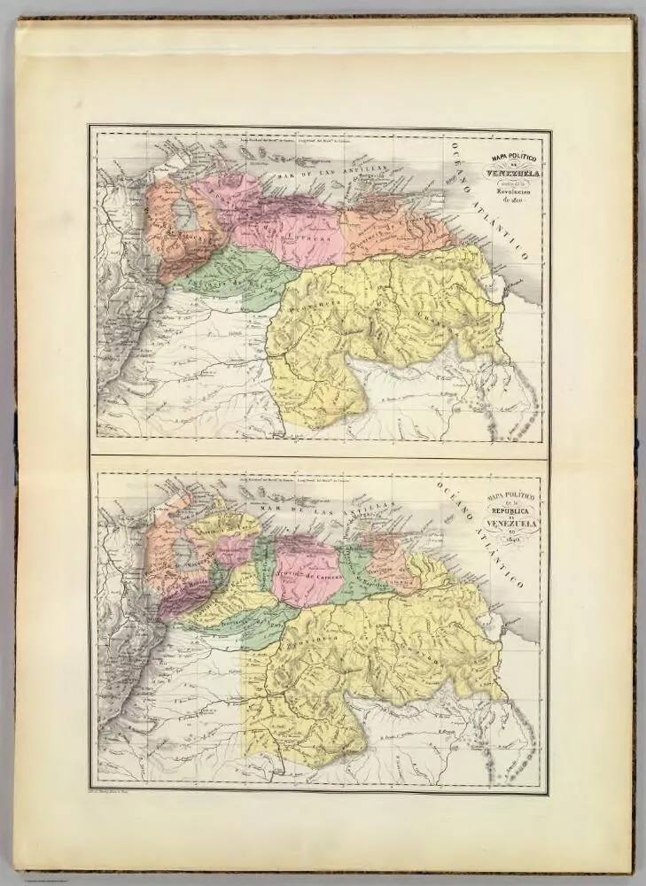 Mapa politico de Venezuela, antes 1810, 1840.