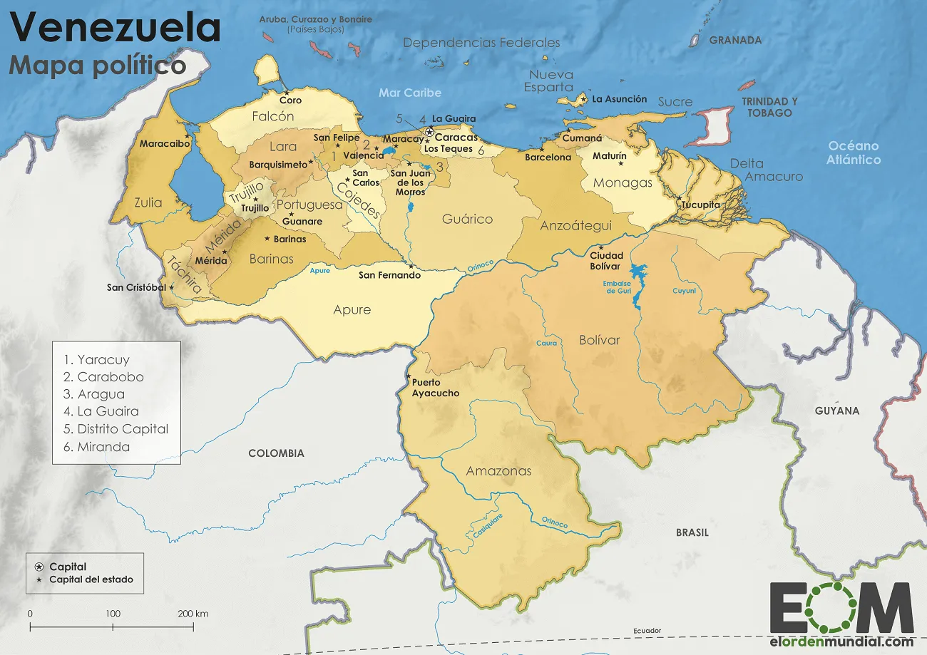 El mapa político de Venezuela - Mapas de El Orden Mundial - EOM El mapa político de Venezuela - Mapas de El Orden Mundial - EOM