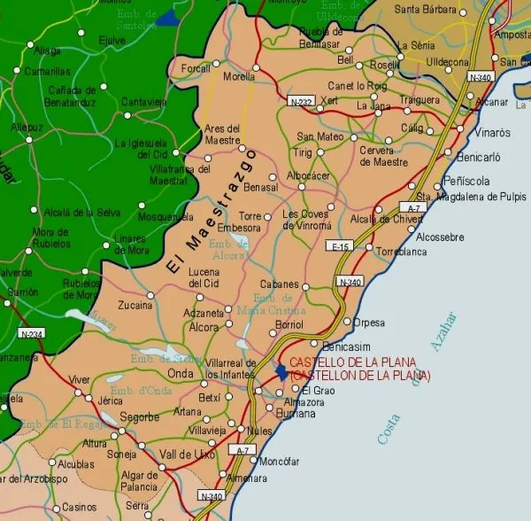 Mapa de la Provincia de Castellón - Tamaño completo Mapa de la Provincia de Castellón - Tamaño completo