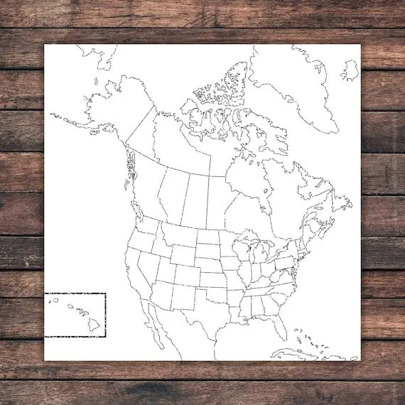 Mapa rellenable de Canadá y Estados Unidos Blanco y Negro - Etsy México Mapa rellenable de Canadá y Estados Unidos Blanco y Negro - Etsy México