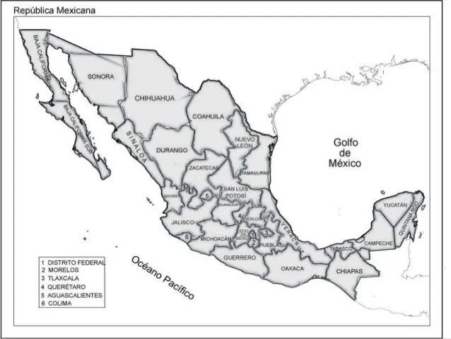 El mapa de la republica mexicana con nombres - Imagui