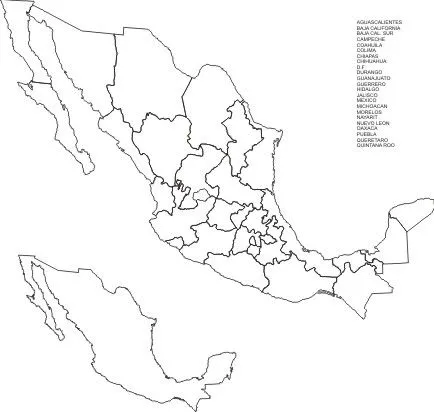 mexico mapa sin nombres | Maria Lombardic