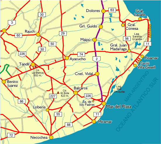 MAPA DE RUTAS DE LA COSTA ATLANTICA