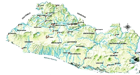 Mapa de El Salvador con sus ríos - Mapa de El Salvador Mapa de El Salvador con sus ríos - Mapa de El Salvador