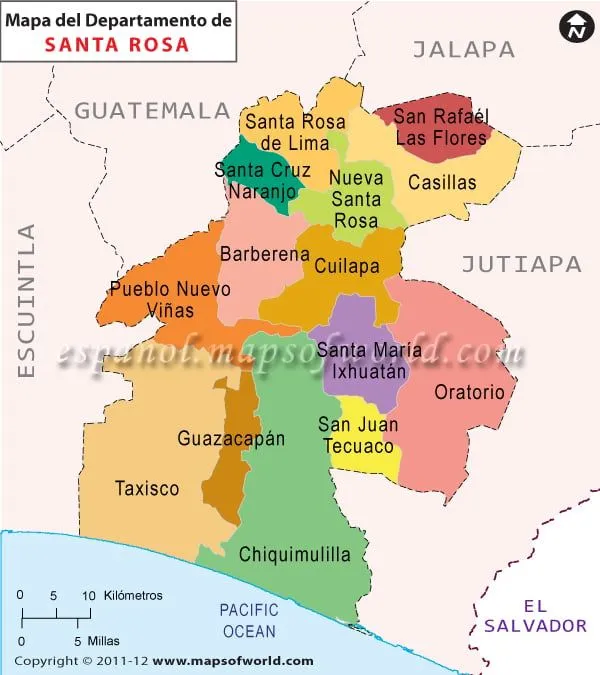 Mapa de Santa Rosa , Departamento de Santa Rosa Guatemala