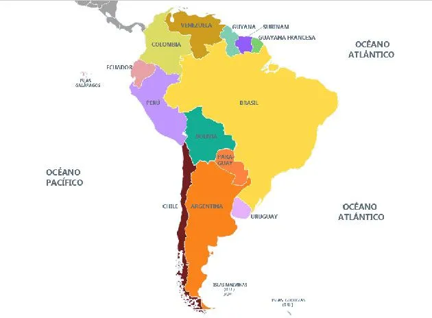 Mapa de Sudamérica con nombres - MapadeAmérica.net Mapa de Sudamérica con nombres - MapadeAmérica.net