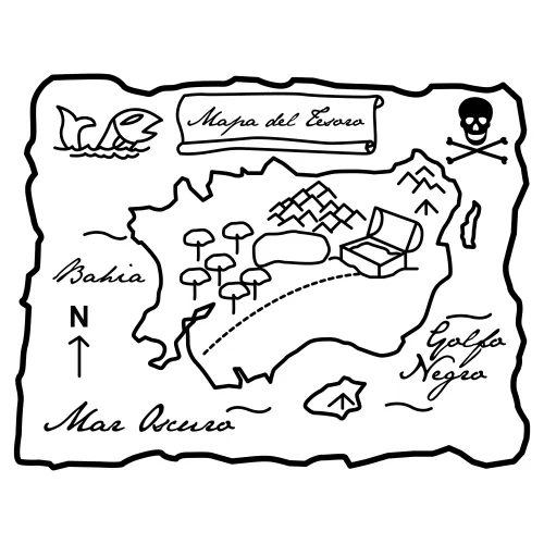 Pinto Dibujos: Mapa del tesoro para colorear