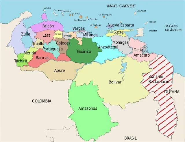 Mapa de venezuela con sus estados y capitales para pintar - Imagui