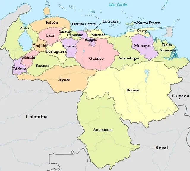 Mapa de Venezuela: División política | Social Hizo Mapa de Venezuela: División política | Social Hizo