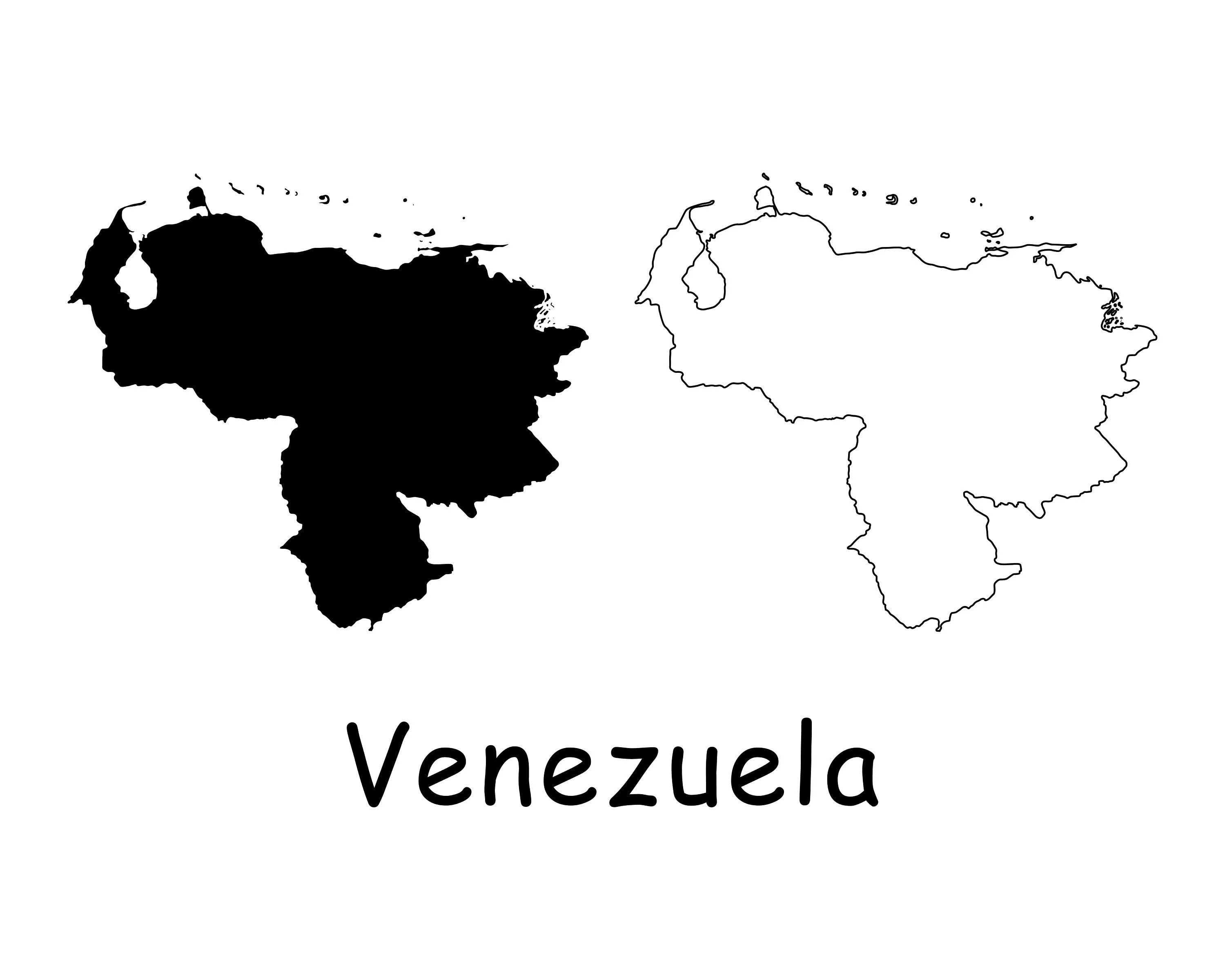 Mapa de Venezuela, Mapa de Venezuela, Blanco Negro Detallado Línea Sólida  Frontera Mapa del País de Venezuela, Descarga Digital Instantánea svg png  eps ai - Etsy México