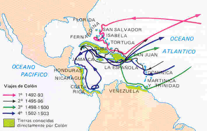 Viajes De Cristobal Colon Mapa Mundi