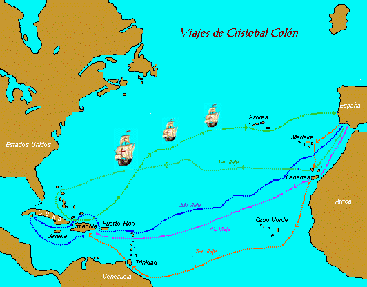 Dibujo del mapa de los viajes de cristobal colon - Imagui