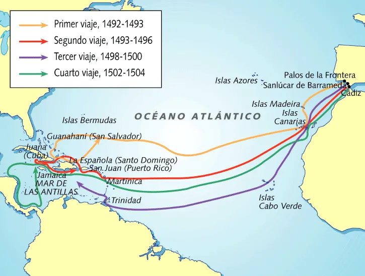 Mapa de los viajes de Cristóbal Colón | Ricardo Ingelmo Casado