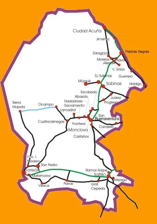 Mapa de Coahuila