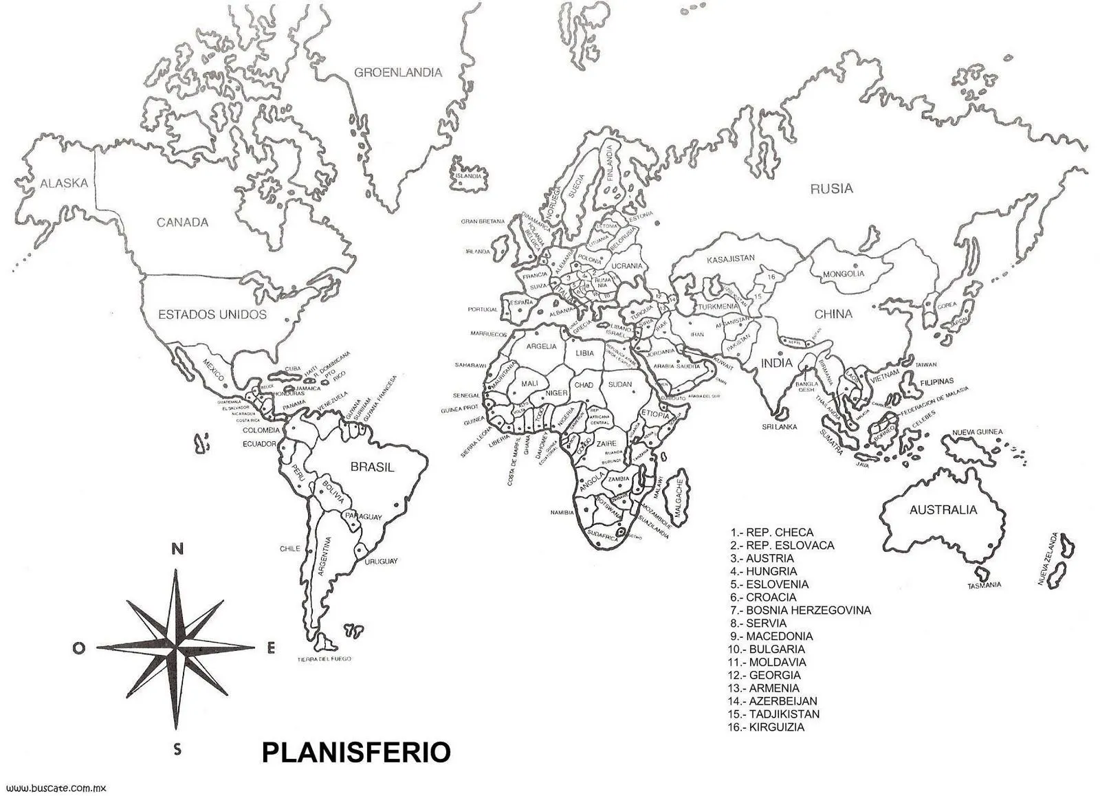 Mapamundi en blanco y negro con nombres - Imagui Mapamundi en blanco y negro con nombres - Imagui